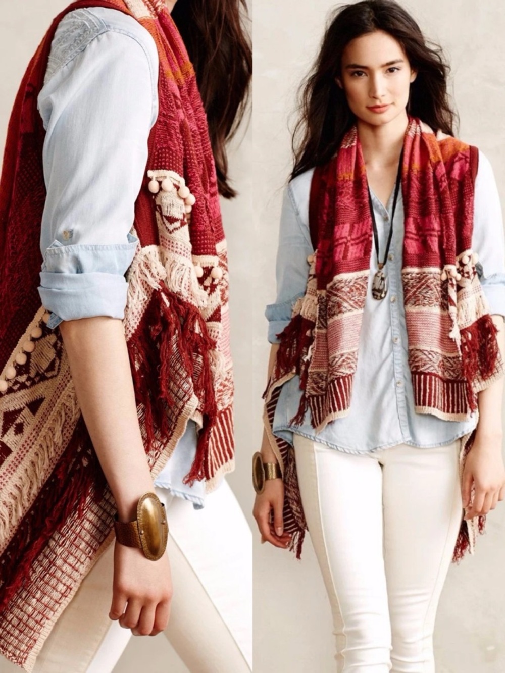 Anthropologie Moth Durango Jacquard Boho Vest